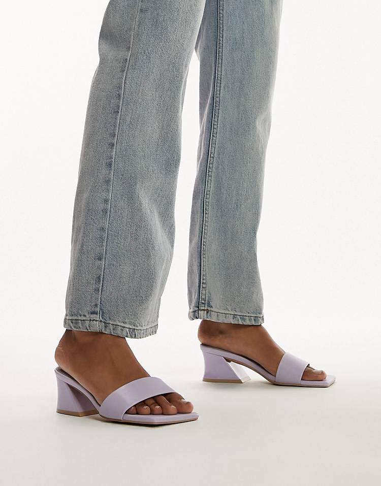 Topshop Andy angular mid heel sandal in lavender